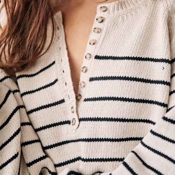Sezane Sweaters - Sezane Léontine Jumper Ecru / Marine. - Size S
